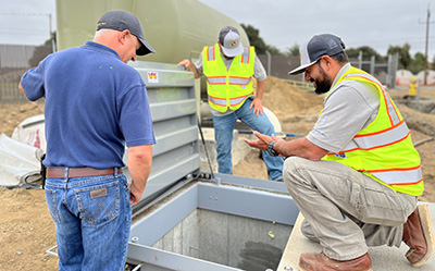 Three workers at Salinas construction site